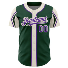 Load image into Gallery viewer, Custom Green Purple-Cream 3 Colors Arm Shapes Authentic Baseball Jersey
