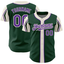 Laden Sie das Bild in den Galerie-Viewer, Custom Green Purple-Cream 3 Colors Arm Shapes Authentic Baseball Jersey
