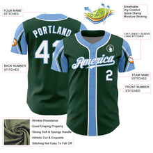 Laden Sie das Bild in den Galerie-Viewer, Custom Green White-Light Blue 3 Colors Arm Shapes Authentic Baseball Jersey
