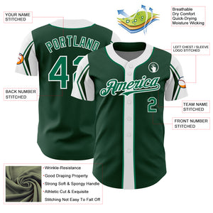 Custom Green Kelly Green-White 3 Colors Arm Shapes Authentic Baseball Jersey