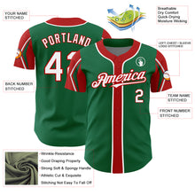 Laden Sie das Bild in den Galerie-Viewer, Custom Kelly Green White-Red 3 Colors Arm Shapes Authentic Baseball Jersey
