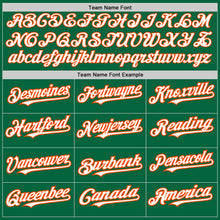 Charger l&#39;image dans la galerie, Custom Kelly Green White-Orange 3 Colors Arm Shapes Authentic Baseball Jersey
