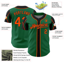 Laden Sie das Bild in den Galerie-Viewer, Custom Kelly Green Orange-Black 3 Colors Arm Shapes Authentic Baseball Jersey
