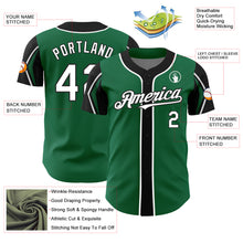 Laden Sie das Bild in den Galerie-Viewer, Custom Kelly Green White-Black 3 Colors Arm Shapes Authentic Baseball Jersey
