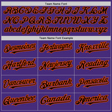 Load image into Gallery viewer, Custom Purple Black-Orange 3 Colors Arm Shapes Authentic Baseball Jersey
