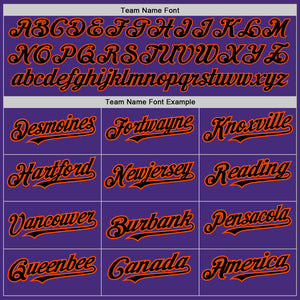Custom Purple Black-Orange 3 Colors Arm Shapes Authentic Baseball Jersey