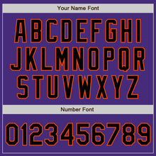Load image into Gallery viewer, Custom Purple Black-Orange 3 Colors Arm Shapes Authentic Baseball Jersey
