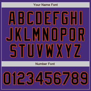 Custom Purple Black-Orange 3 Colors Arm Shapes Authentic Baseball Jersey
