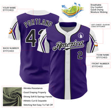 Laden Sie das Bild in den Galerie-Viewer, Custom Purple Black-White 3 Colors Arm Shapes Authentic Baseball Jersey
