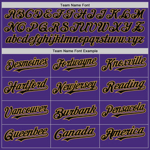 Custom Purple Black-Old Gold 3 Colors Arm Shapes Authentic Baseball Jersey