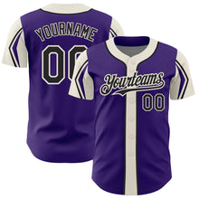 Load image into Gallery viewer, Custom Purple Black-Cream 3 Colors Arm Shapes Authentic Baseball Jersey
