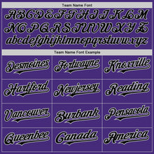 Load image into Gallery viewer, Custom Purple Black-Gray 3 Colors Arm Shapes Authentic Baseball Jersey
