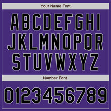 Load image into Gallery viewer, Custom Purple Black-Gray 3 Colors Arm Shapes Authentic Baseball Jersey

