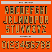 Load image into Gallery viewer, Custom Orange Old Gold-Black 3 Colors Arm Shapes Authentic Baseball Jersey
