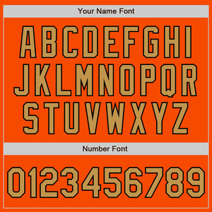 Custom Orange Old Gold-Black 3 Colors Arm Shapes Authentic Baseball Jersey