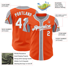 Laden Sie das Bild in den Galerie-Viewer, Custom Orange White-Gray 3 Colors Arm Shapes Authentic Baseball Jersey
