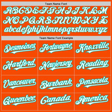 Load image into Gallery viewer, Custom Orange White-Aqua 3 Colors Arm Shapes Authentic Baseball Jersey
