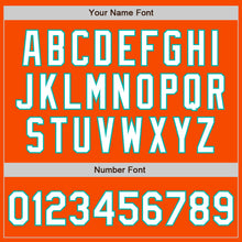 Load image into Gallery viewer, Custom Orange White-Aqua 3 Colors Arm Shapes Authentic Baseball Jersey
