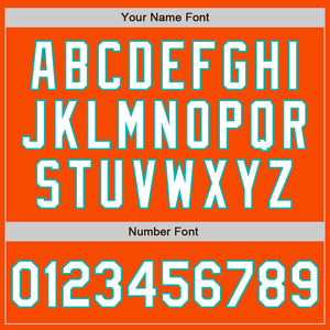 Custom Orange White-Aqua 3 Colors Arm Shapes Authentic Baseball Jersey
