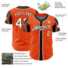 Load image into Gallery viewer, Custom Orange White-Brown 3 Colors Arm Shapes Authentic Baseball Jersey
