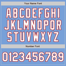 Charger l&#39;image dans la galerie, Custom Light Blue White-Red 3 Colors Arm Shapes Authentic Baseball Jersey
