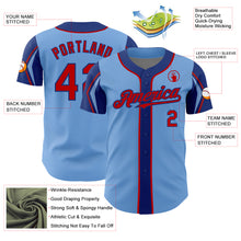 Load image into Gallery viewer, Custom Light Blue Red-Royal 3 Colors Arm Shapes Authentic Baseball Jersey
