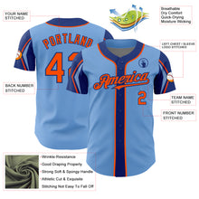 Charger l&#39;image dans la galerie, Custom Light Blue Orange-Royal 3 Colors Arm Shapes Authentic Baseball Jersey
