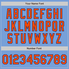 Charger l&#39;image dans la galerie, Custom Light Blue Orange-Royal 3 Colors Arm Shapes Authentic Baseball Jersey
