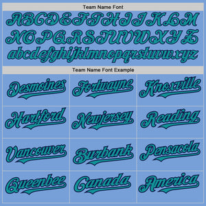 Custom Light Blue Teal-Navy 3 Colors Arm Shapes Authentic Baseball Jersey