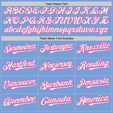 Charger l&#39;image dans la galerie, Custom Light Blue White-Pink 3 Colors Arm Shapes Authentic Baseball Jersey
