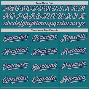 Custom Teal Gray-Navy 3 Colors Arm Shapes Authentic Baseball Jersey