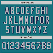 Загрузить изображение в средство просмотра галереи, Custom Teal Gray-Navy 3 Colors Arm Shapes Authentic Baseball Jersey
