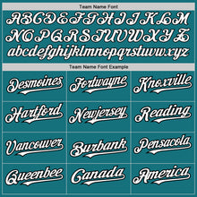 Загрузить изображение в средство просмотра галереи, Custom Teal White-Black 3 Colors Arm Shapes Authentic Baseball Jersey
