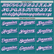 Load image into Gallery viewer, Custom Teal White-Purple 3 Colors Arm Shapes Authentic Baseball Jersey
