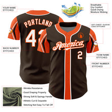 Laden Sie das Bild in den Galerie-Viewer, Custom Brown White-Orange 3 Colors Arm Shapes Authentic Baseball Jersey
