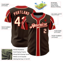 Laden Sie das Bild in den Galerie-Viewer, Custom Brown Cream-Red 3 Colors Arm Shapes Authentic Baseball Jersey

