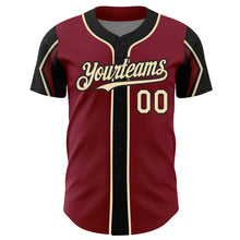 Laden Sie das Bild in den Galerie-Viewer, Custom Crimson City Cream-Black 3 Colors Arm Shapes Authentic Baseball Jersey
