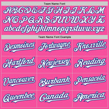 Load image into Gallery viewer, Custom Pink White-Royal 3 Colors Arm Shapes Authentic Baseball Jersey
