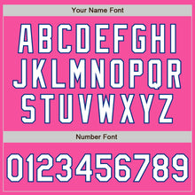 Load image into Gallery viewer, Custom Pink White-Royal 3 Colors Arm Shapes Authentic Baseball Jersey
