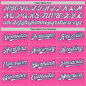 Custom Pink White-Navy 3 Colors Arm Shapes Authentic Baseball Jersey