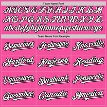 Load image into Gallery viewer, Custom Pink White-Black 3 Colors Arm Shapes Authentic Baseball Jersey
