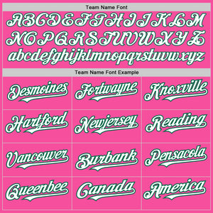 Custom Pink White-Kelly Green 3 Colors Arm Shapes Authentic Baseball Jersey