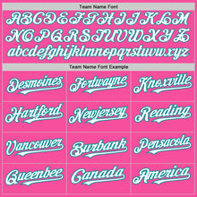 Load image into Gallery viewer, Custom Pink White-Teal 3 Colors Arm Shapes Authentic Baseball Jersey
