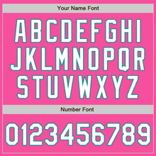 Load image into Gallery viewer, Custom Pink White-Teal 3 Colors Arm Shapes Authentic Baseball Jersey
