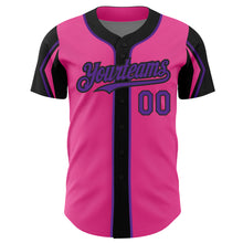 Загрузить изображение в средство просмотра галереи, Custom Pink Purple-Black 3 Colors Arm Shapes Authentic Baseball Jersey
