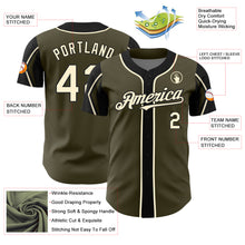 Laden Sie das Bild in den Galerie-Viewer, Custom Olive Cream-Black 3 Colors Arm Shapes Authentic Salute To Service Baseball Jersey
