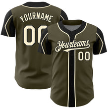 Laden Sie das Bild in den Galerie-Viewer, Custom Olive Cream-Black 3 Colors Arm Shapes Authentic Salute To Service Baseball Jersey
