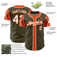 Load image into Gallery viewer, Custom Olive White-Orange 3 Colors Arm Shapes Authentic Salute To Service Baseball Jersey
