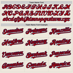 Custom Cream Red-Navy 3 Colors Arm Shapes Authentic Baseball Jersey