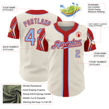 Charger l&#39;image dans la galerie, Custom Cream Light Blue-Red 3 Colors Arm Shapes Authentic Baseball Jersey
